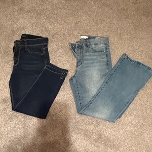 Two pairs of women’s jeans: boot cut and skinny